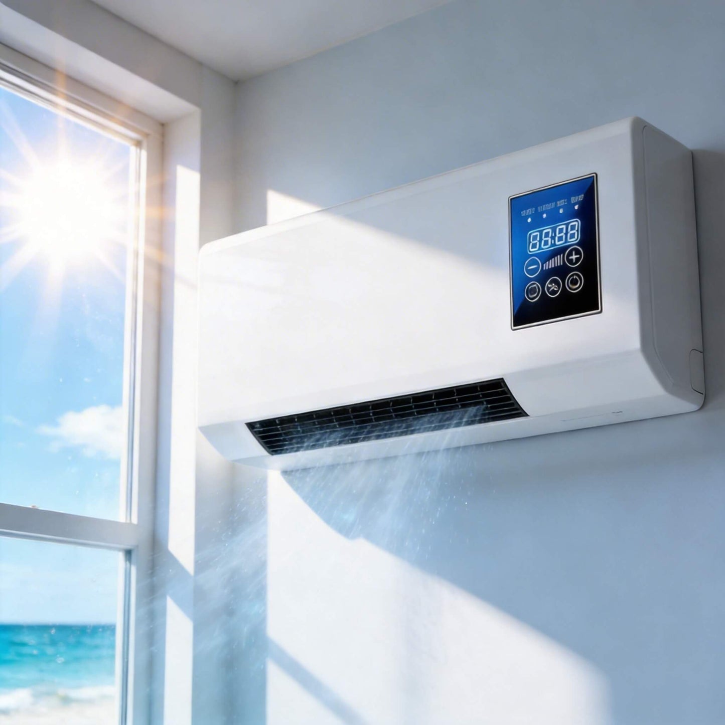 wall mounted air conditioner with strong airflow cooling performance
