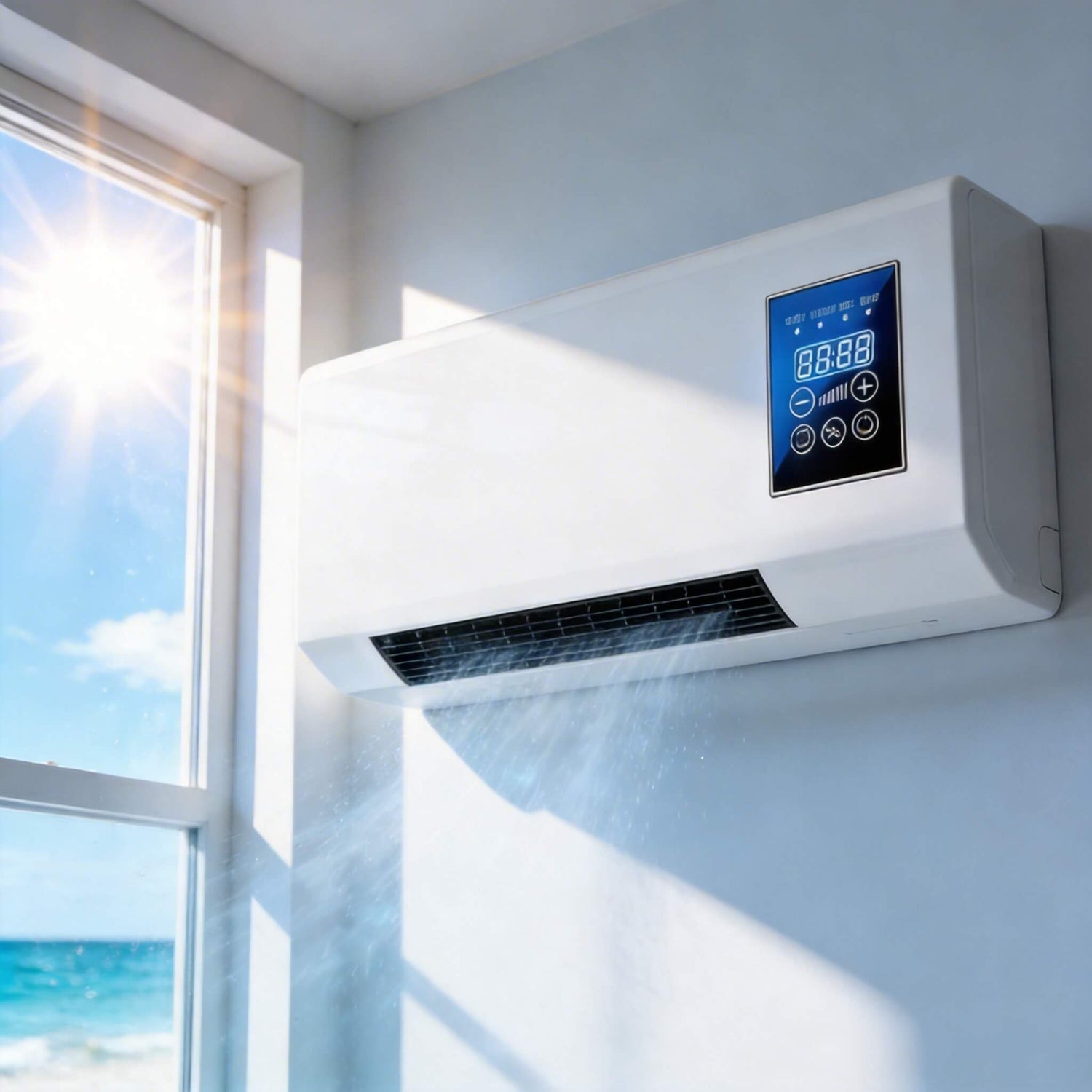wall mounted air conditioner with strong airflow cooling performance